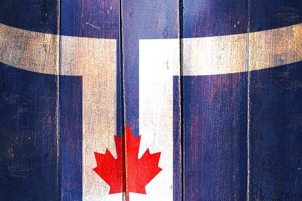 Vintage Toronto Flagge auf Grunge Holzplatte — Stockfoto