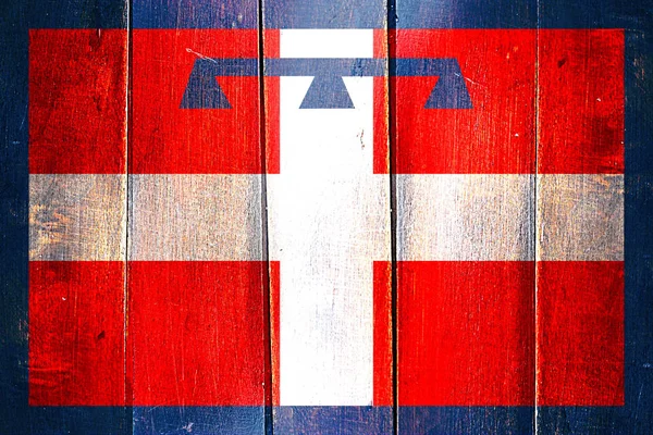 Vintage Piedmont flag on grunge wooden panel — Stock Photo, Image