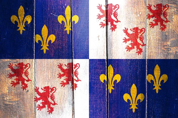 Vintage Picardie flag on grunge wooden panel — Stock Photo, Image