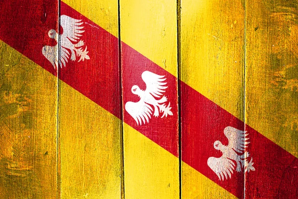 Vintage Lorraine flag on grunge wooden panel — Stock Photo, Image