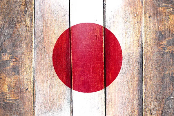 Bandera de Japón Vintage en panel de madera grunge —  Fotos de Stock