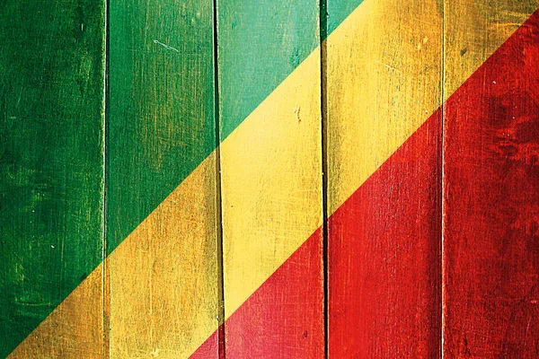 Vintage Kongo vlajka na grunge dřevěný panel — Stock fotografie