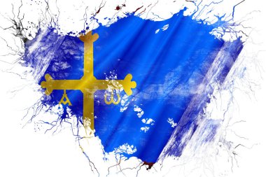 Grunge old Asturias flag clipart