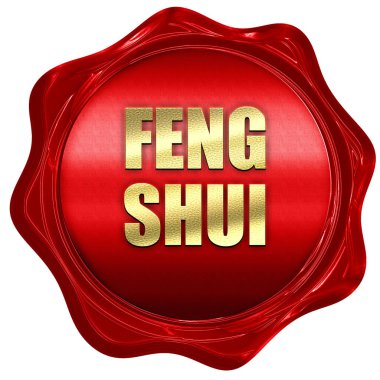 Feng shui, 3d render, kırmızı mum damga metni ile