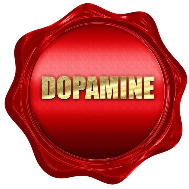 Dopamin, 3d render, kırmızı mum damga metni ile