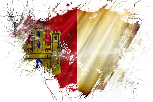 Grunge vieja bandera de Castilla la manche — Foto de Stock