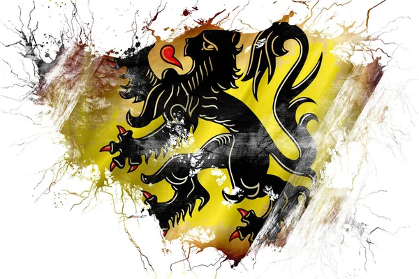 Grunge régi Flandria, vlaanderen zászló — Stock Fotó