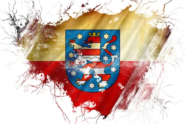 Grunge oude Thüringen, Thuringen vlag — Stockfoto