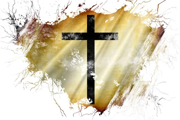 Grunge régi keresztény cross zászló — Stock Fotó
