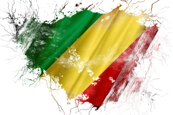 Grunge eski Kongo Cumhuriyeti bayrağı — Stok fotoğraf