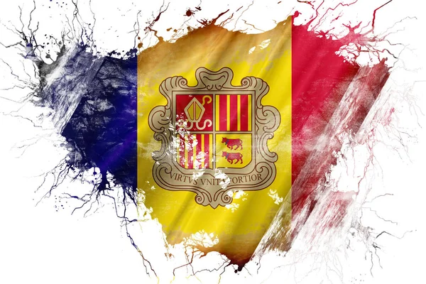 Grunge gamla Andorra flagga — Stockfoto