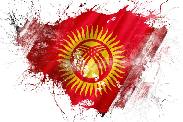 Grunge gamla Kirgizistan flagga — Stockfoto