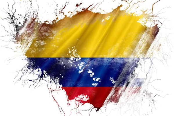 Grunge vecchia bandiera della Colombia — Foto Stock