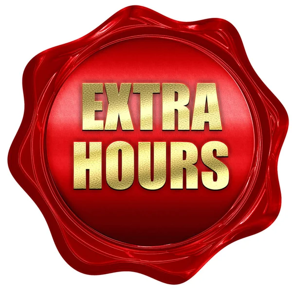 Extra hours, 3D rendering, red wax stamp with text — Stock Photo, Image