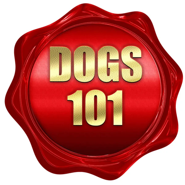 Cães 101, renderização 3D, selo de cera vermelha com texto — Fotografia de Stock