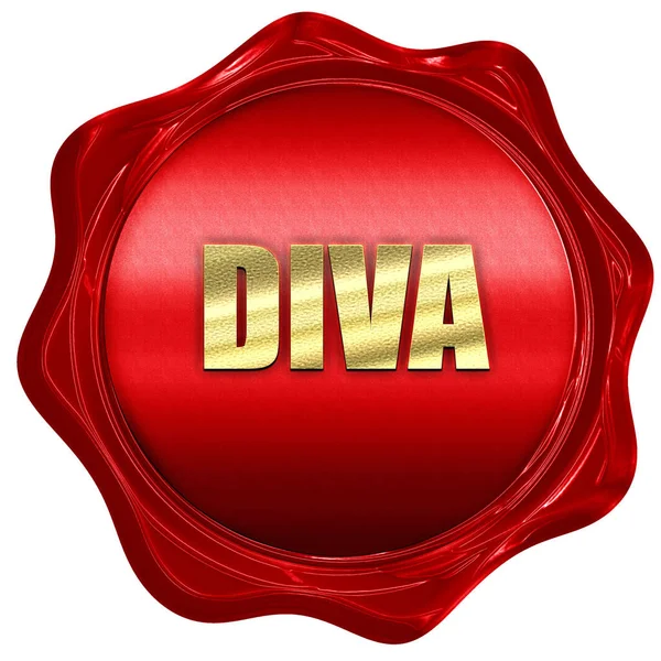 Diva, 3D-Darstellung, roter Wachsstempel mit Text — Stockfoto
