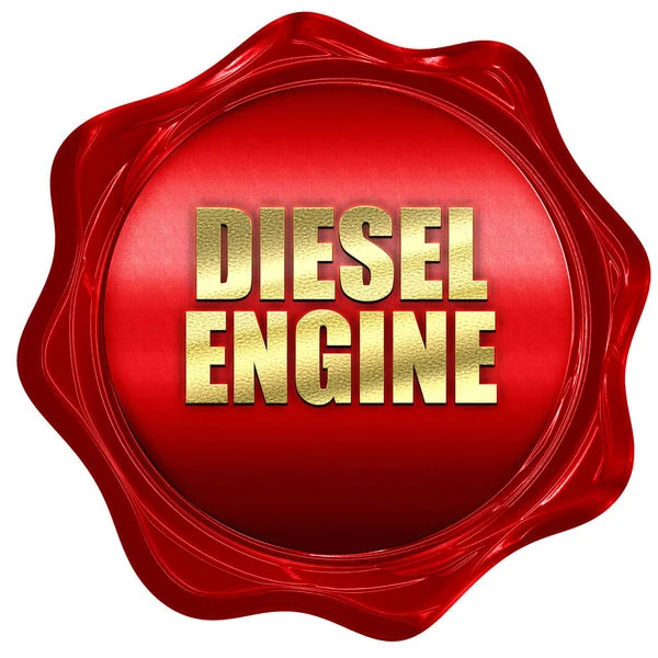 Motor diesel, renderização 3D, selo de cera vermelha com texto — Fotografia de Stock