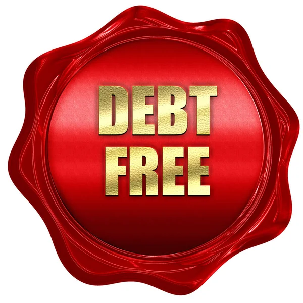 Livre de dívidas, renderização 3D, selo de cera vermelha com texto — Fotografia de Stock
