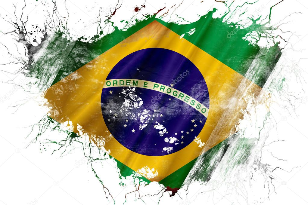 Grunge old Brasil  flag