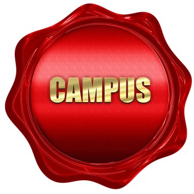 Kampüs, 3d render, kırmızı mum damga metni ile