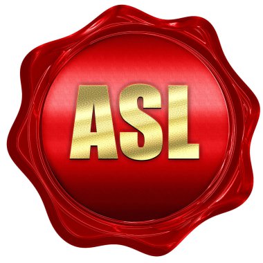 ASL, 3d render, kırmızı mum damga metni ile