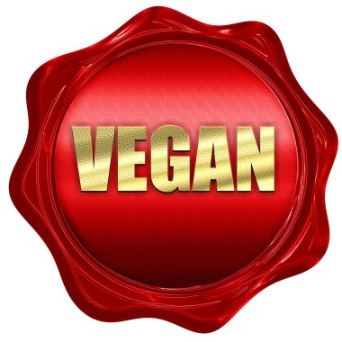vegan, 3d render, kırmızı mum damga metni ile