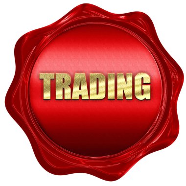 ticaret, 3d render, kırmızı mum damga ile metin