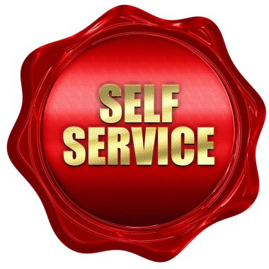 Self Servis, 3d render, kırmızı mum damga metni ile