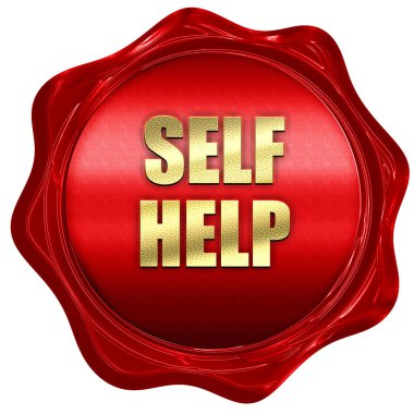 Selfhelp, 3d render, kırmızı mum damga metni ile