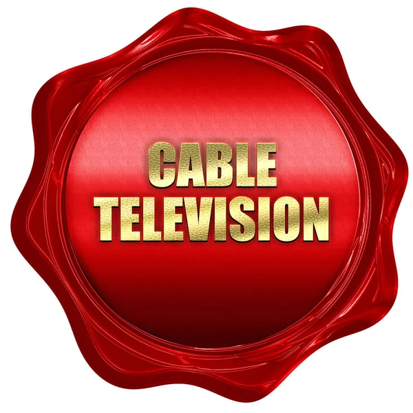 Kabel-TV, 3d-rendering, rött vax stämpeln med texten — Stockfoto