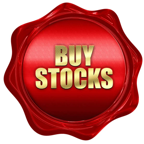 Buy stocks, 3D rendering, red wax stamp with text — Stock Photo, Image