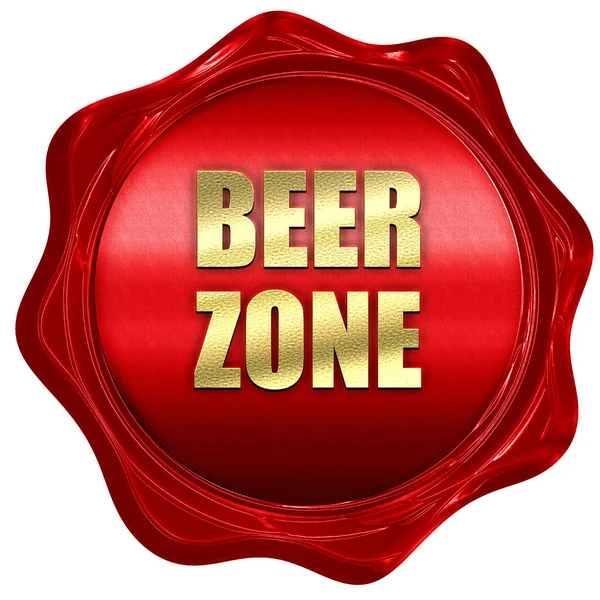 Zone bière, rendu 3D, tampon cire rouge avec texte — Photo