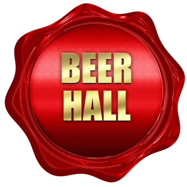 Beer hall, 3D rendering, red wax stamp with text — Stock Photo, Image