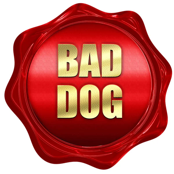 Perro malo, representación 3D, sello de cera roja con texto —  Fotos de Stock