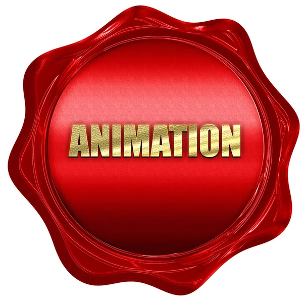 Animation, rendu 3D, tampon cire rouge avec texte — Photo