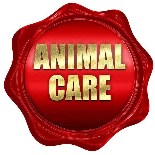Opieka nad zwierzętami, renderowania 3d, czerwonym woskiem stempel z tekstem — Zdjęcie stockowe