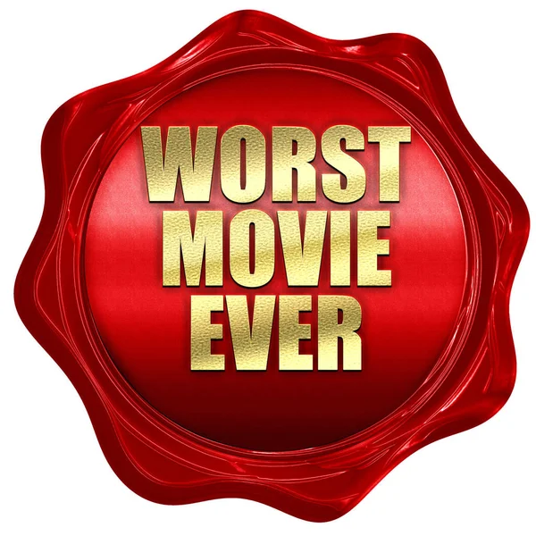 최악의 영화도, 3d 렌더링, 텍스트와 함께 빨간색 왁 스 스탬프 — 스톡 사진