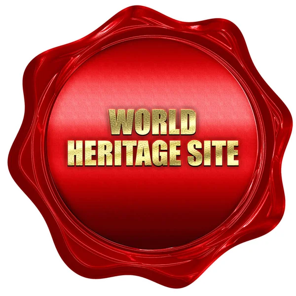 Patrimonio de la Humanidad, representación 3D, sello de cera roja con texto — Foto de Stock