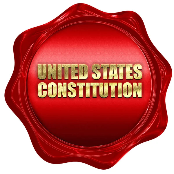 United states constitution, 3D rendering, red wax stamp with tex — Stock Photo, Image