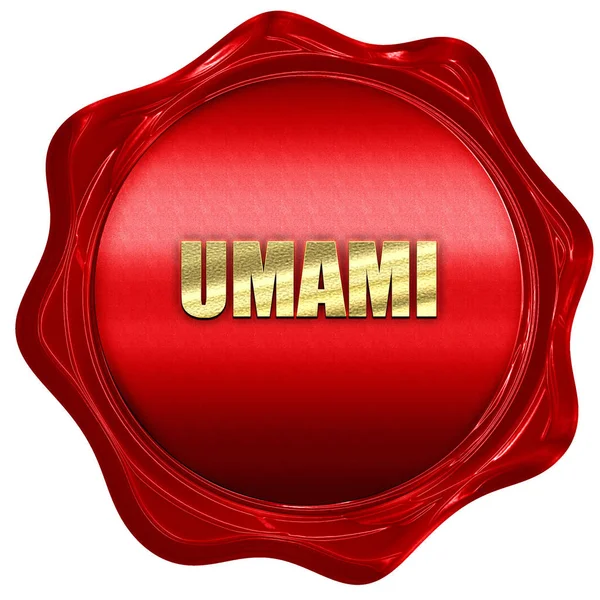 Umami, renderowania 3d, czerwonym woskiem stempel z tekstem — Zdjęcie stockowe
