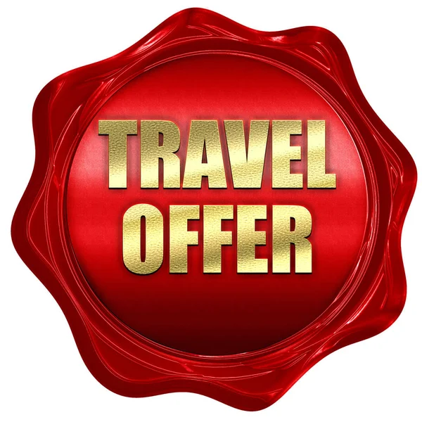 Travel offer, 3D rendering, red wax stamp with text — Stock Photo, Image
