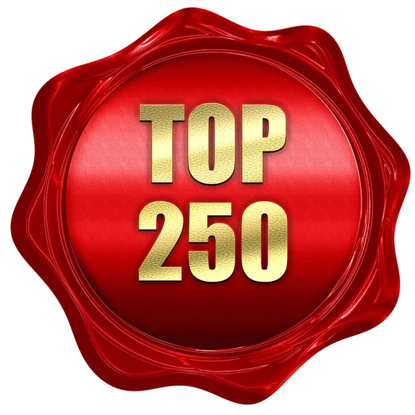 Top 250, representación 3D, sello de cera roja con texto — Foto de Stock