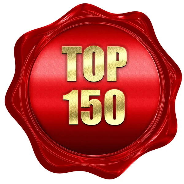 Top 150, representación 3D, sello de cera roja con texto — Foto de Stock