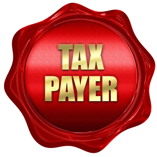 Belastingbetaler, 3D-rendering, rode wax stempel met tekst — Stockfoto