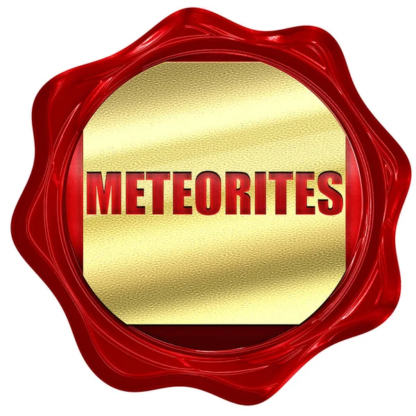 Meteoriter, 3d-rendering, rött vax stämpeln med texten — Stockfoto