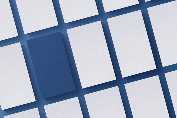 Business card on blue background. Retouch