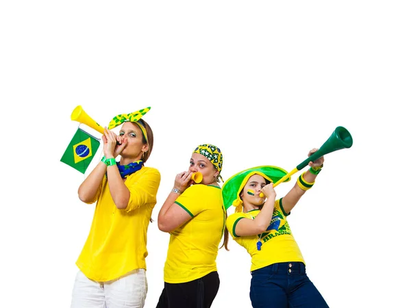 Три болельщика Бразилии Стоковая Картинка