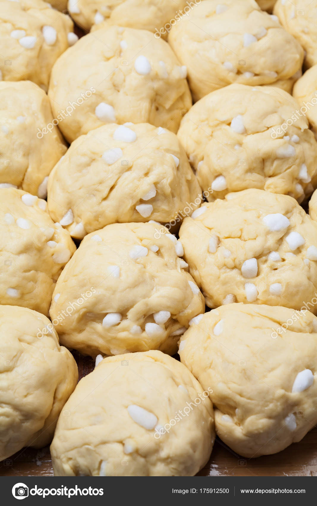 Dough balls for Belgian Liege or sugar waffles Stock Photo by ©nschatzi