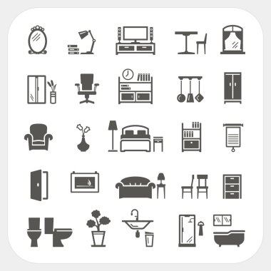 Mobilya Icons set, ev iç nesneleri