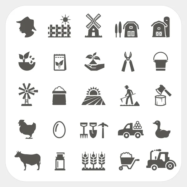 Boerderij en landbouw icons set — Stockvector